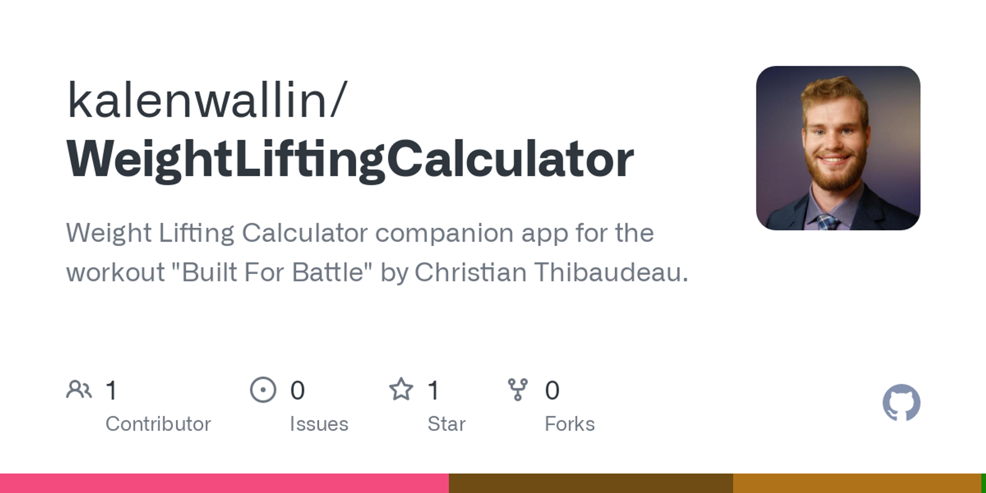 GitHub - kalenwallin/WeightLiftingCalculator: Weight Lifting Calculator companion app for the workout "Built For Battle" by Christian Thibaudeau.